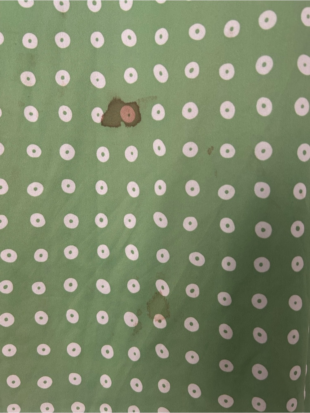 Vintage 60s 70s Green Polka Dot Midi Dress with Tie Neck - Picture 3 of 5